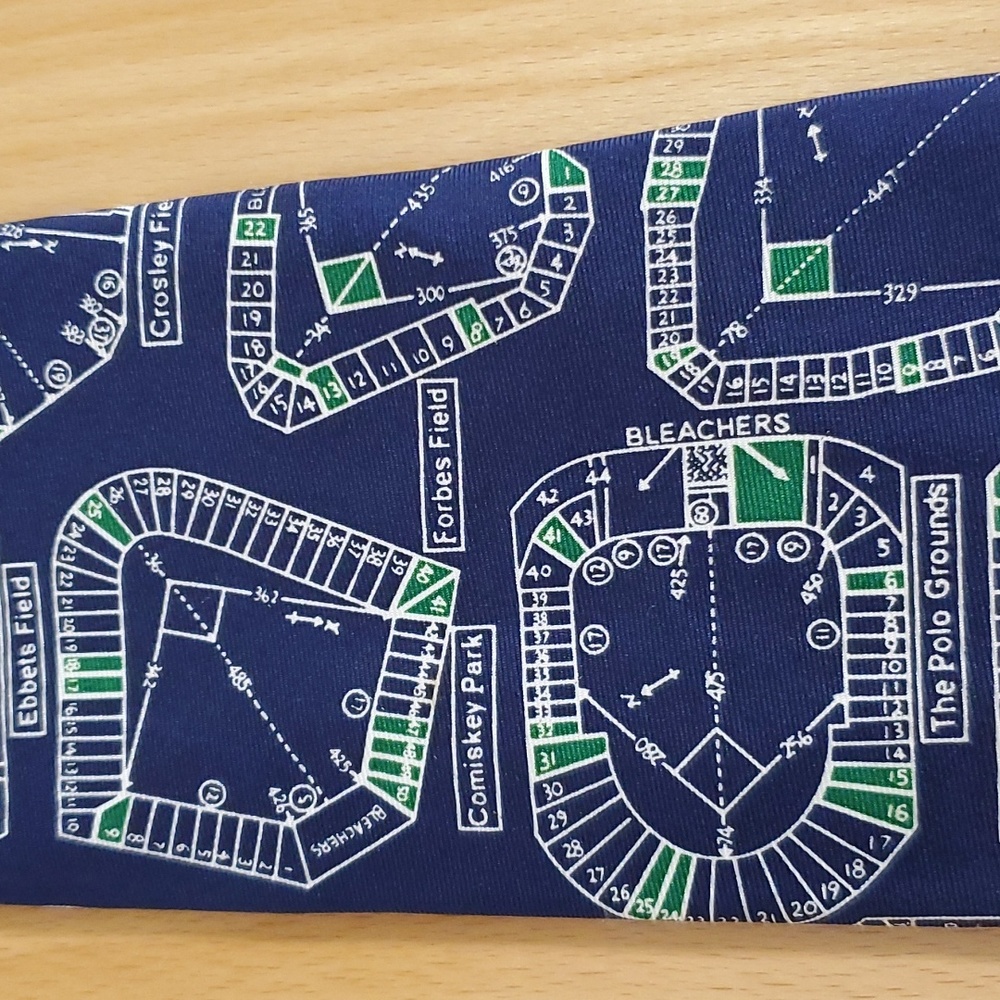 VINTAGE Josh Bach Classic Baseball Fields Printout Men's Tie